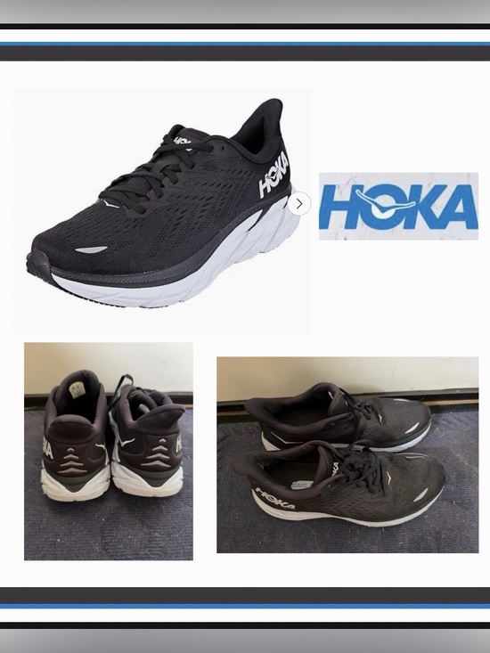 Hoka Other - Hoka Clifton 8 Black and White Running Sneakers size 10.5b (narrow)